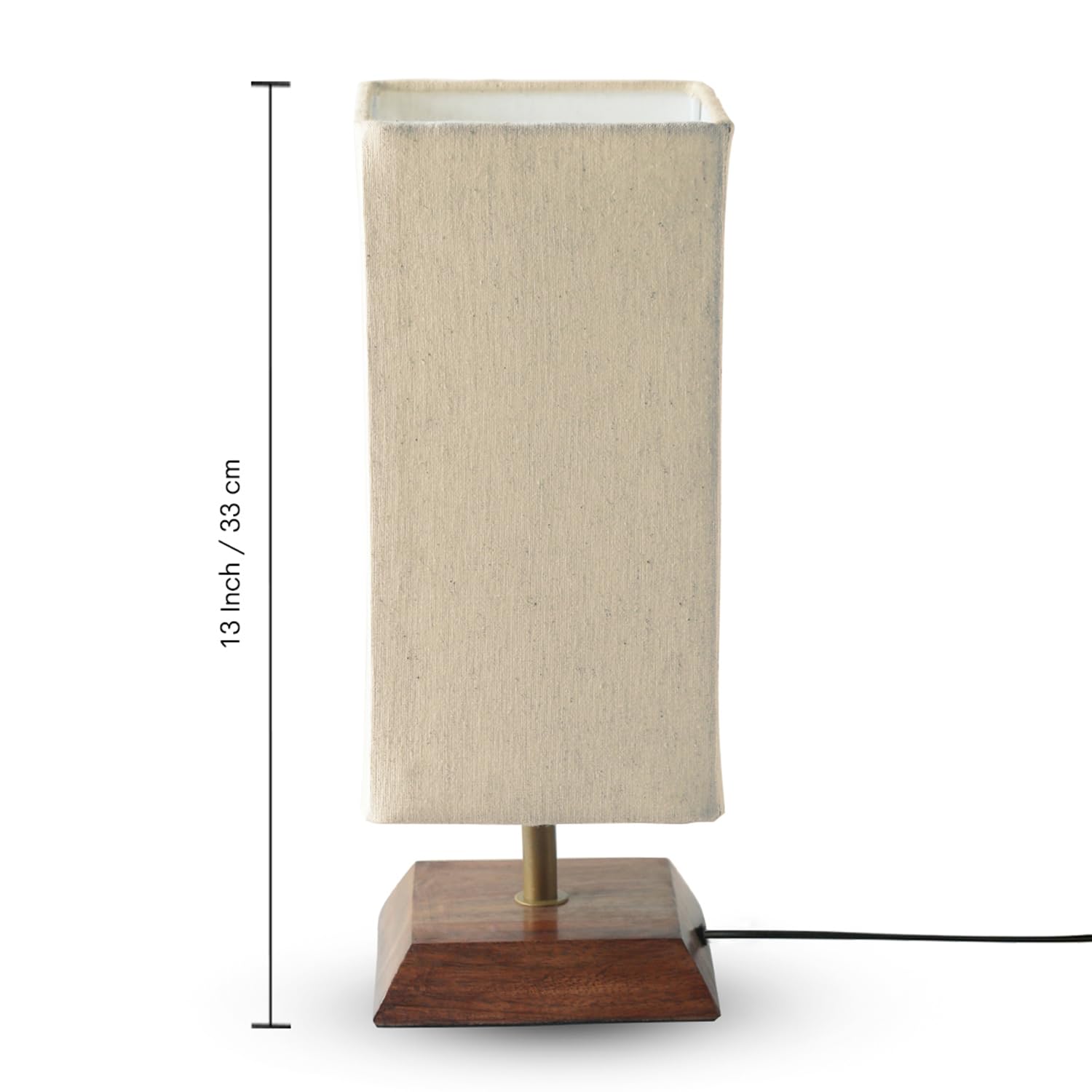 Minimalist Mango Wood Table Lamp with Fabric Shade-ArtyCraftz.com