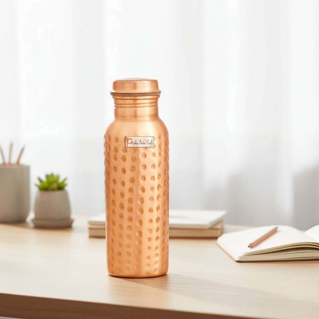 Hammered Pure Copper Water Bottle 700 ML-ArtyCraftz.com
