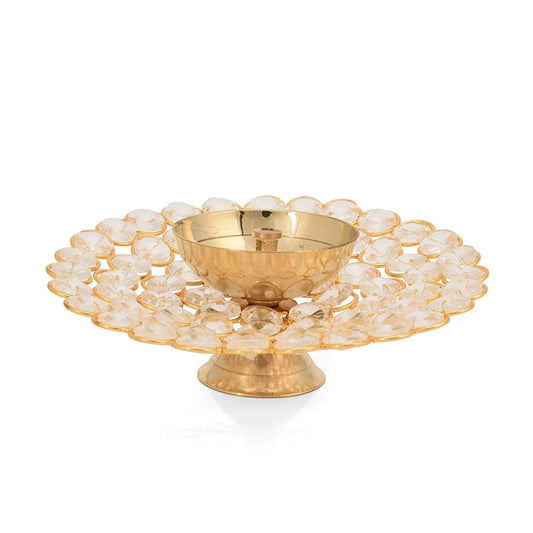 Brass Crystal Akhand Diya Brass Oil Pooja Lamp