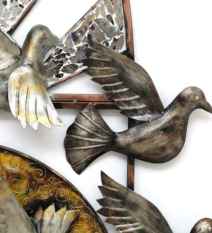 Handcrafted Metal Birds with Window for Wall Decor