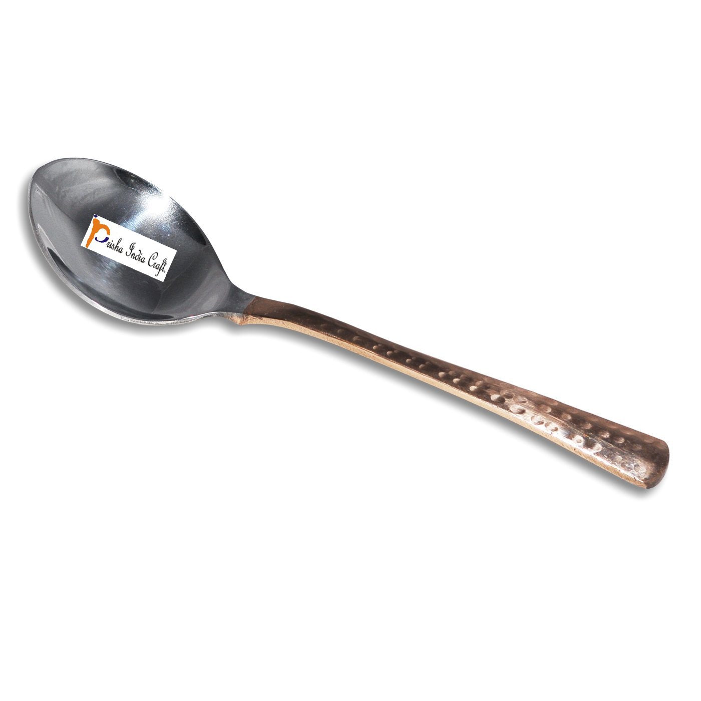 Steel Copper Serving Bowl with Spoon Set, Hammered Design, Capacity 150 ML, Set of 6