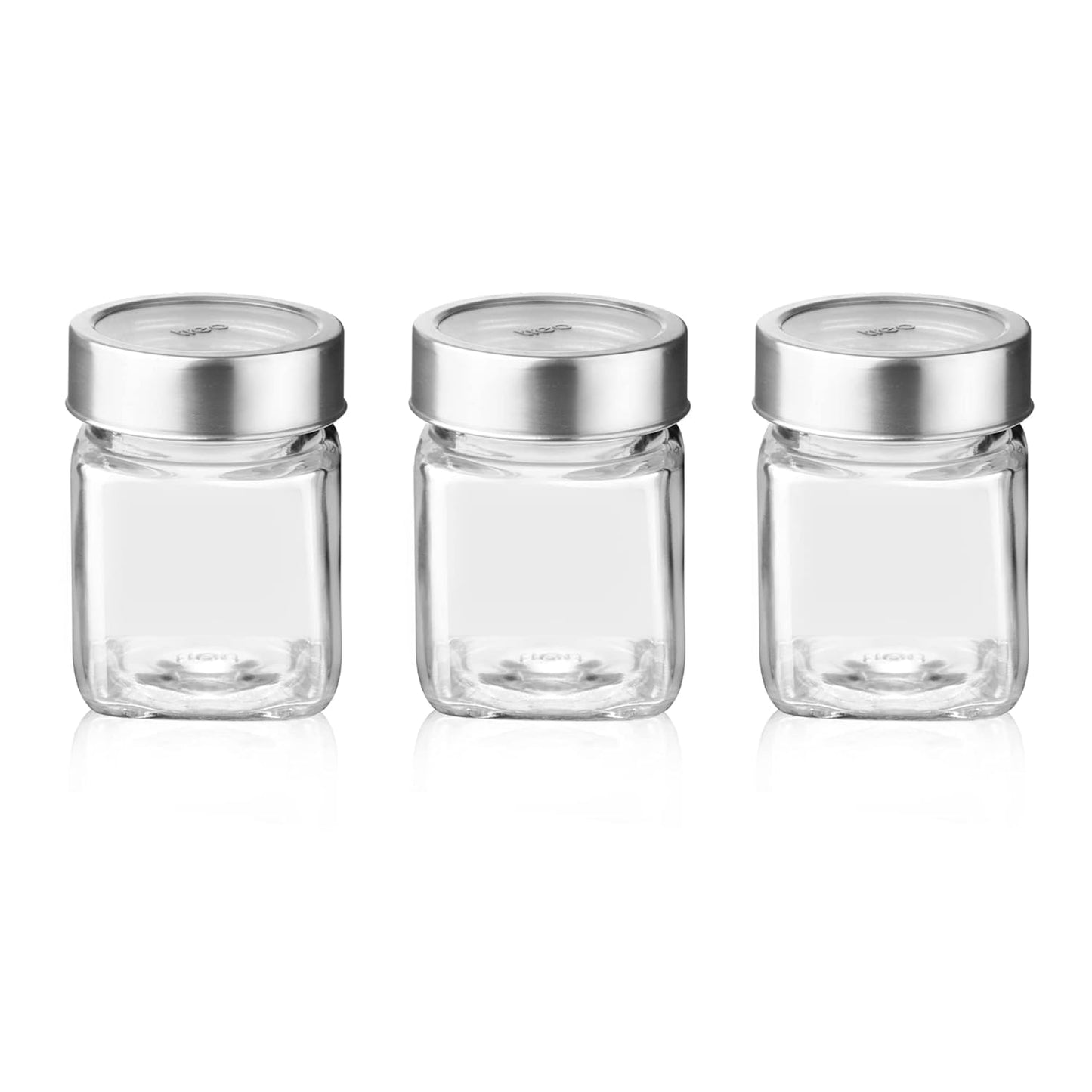 Treo By Milton Cube Storage Glass Jar, Set of 3, 180 ml Each, Transparent