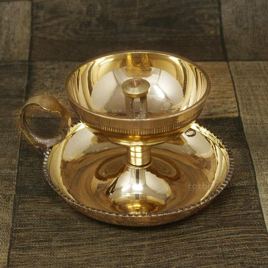 Brass Akhand Diya with Handle-ArtyCraftz.com
