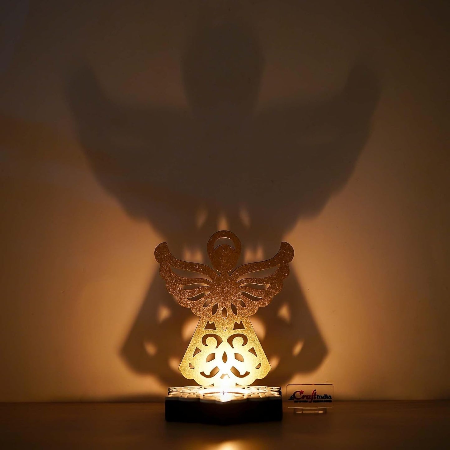 Fairy Showpiece Decorative Tea Light Candle Holder (Wooden, Golden)