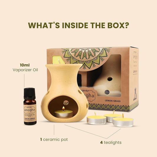 Lemon Grass Fragrance Gift Set with Ceramic Burner