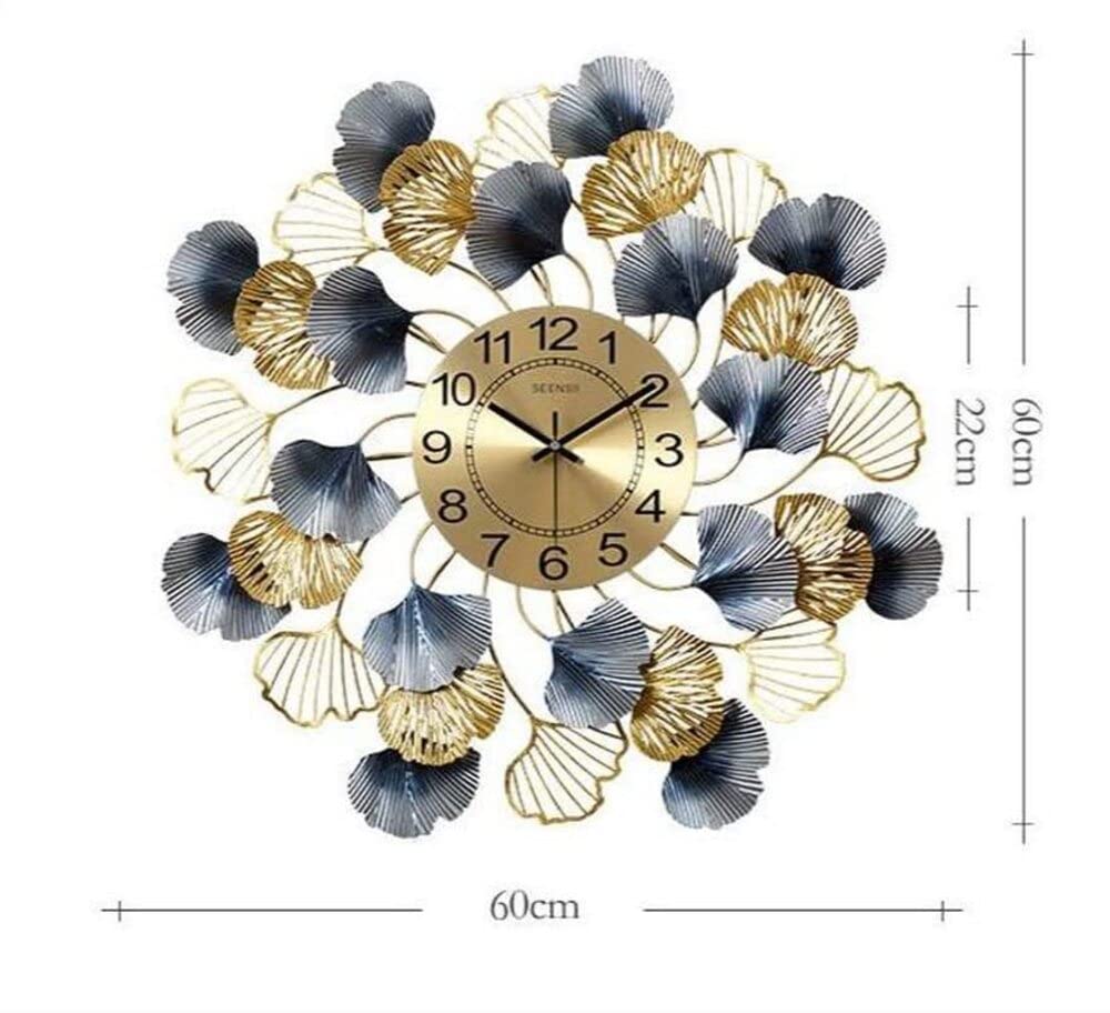 Luxury Metal Ginko Floral Wall Clock- ArtyCraftz.com