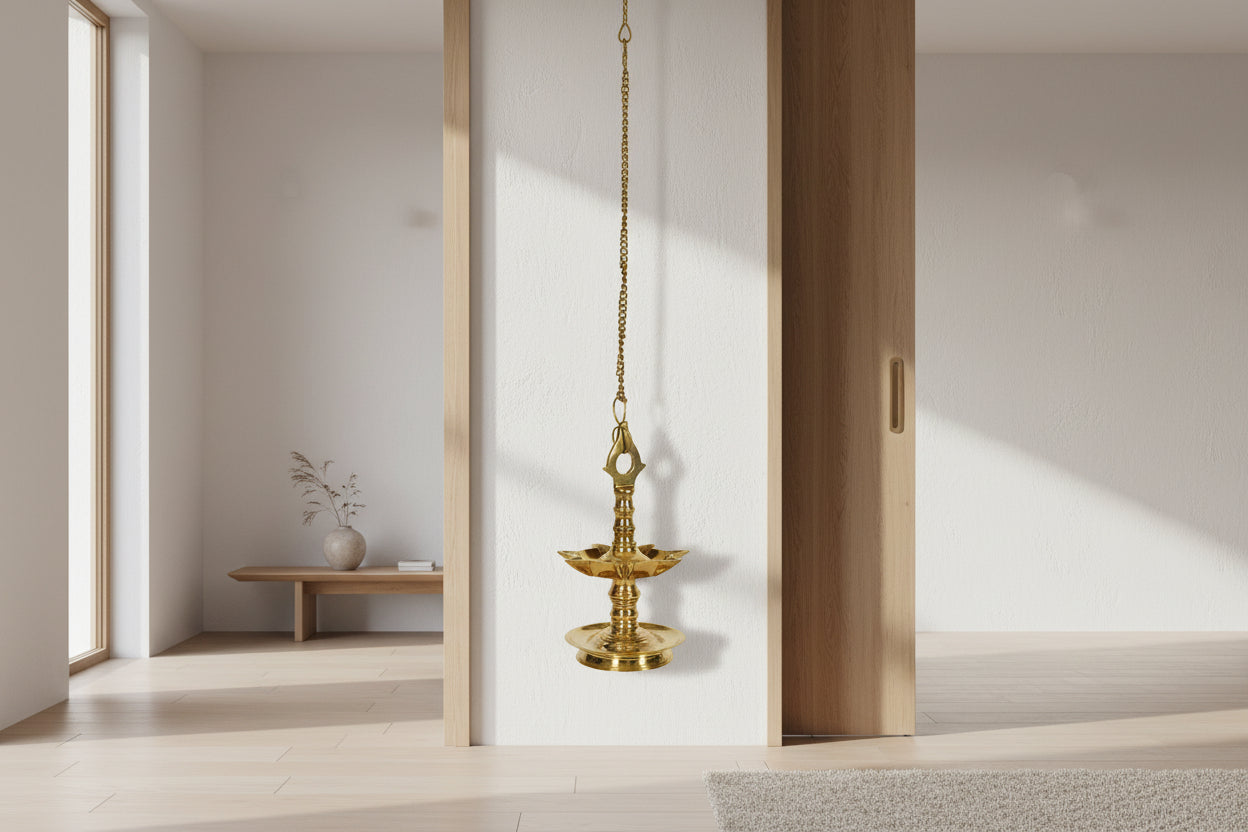 Traditional Brass Hanging Oil Lamp-ArtyCraftz.com
