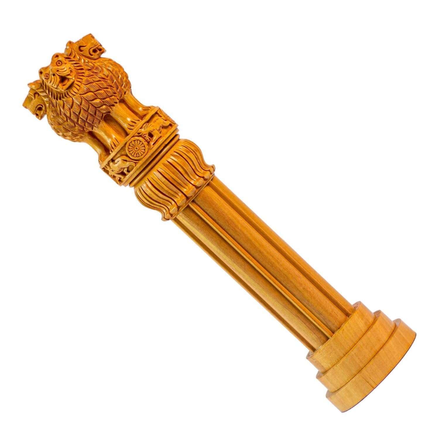Handcrafted Wooden Ashoka Pillar Showpiece-ArtyCraftz.com
