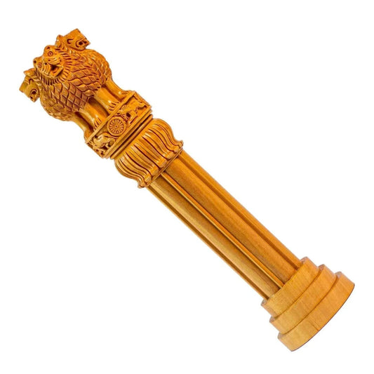 Handcrafted Wooden Ashoka Pillar Showpiece-ArtyCraftz.com