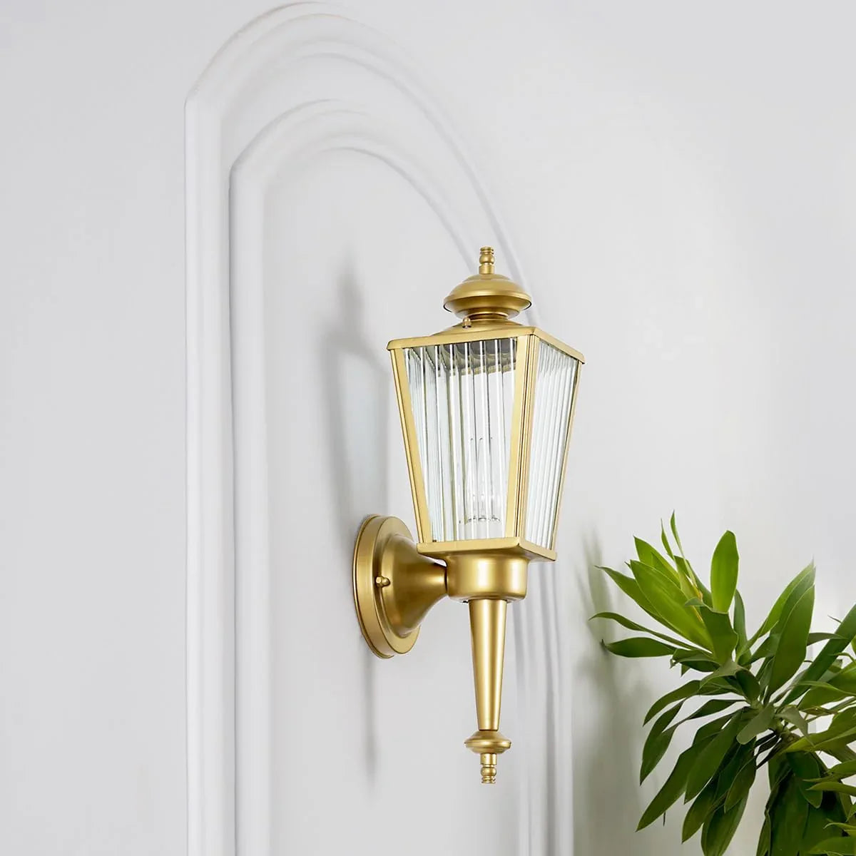 Aine 2 Indoor and Outdoor Shining Brass Finish Wall Light-ArtyCraftz.com