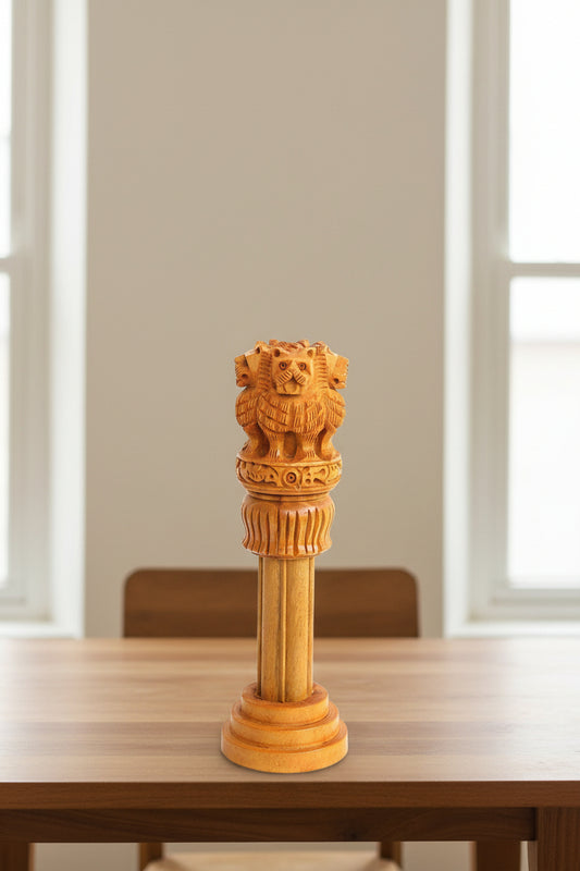 Handcrafted Wooden Ashoka Pillar Showpiece-ArtyCraftz.com