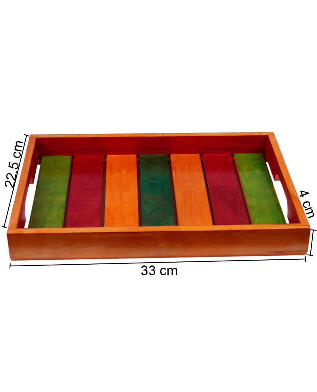 Elegant Multicolour Wooden Serving Tray In Steam Beach Wood