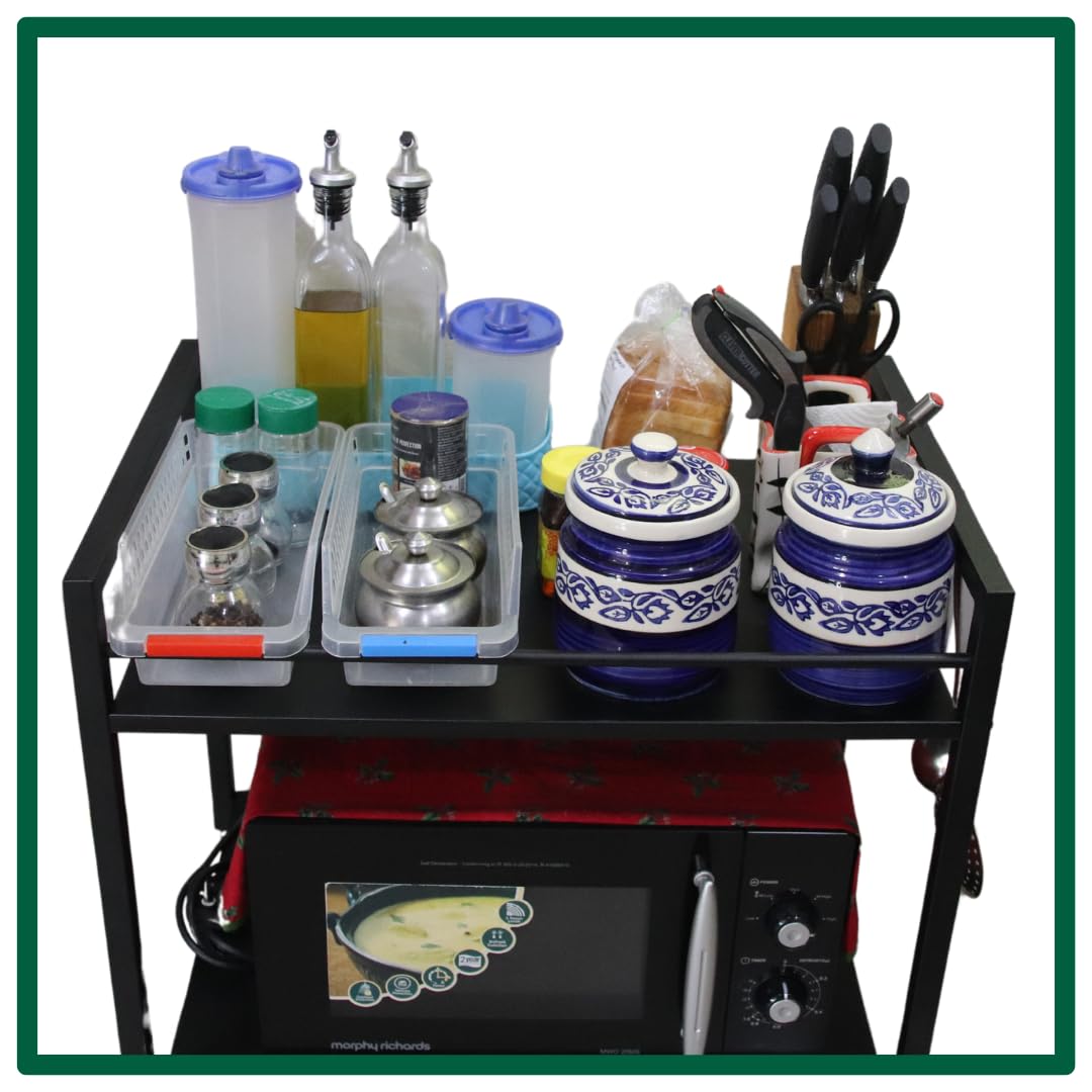 2-Tier Microwave Stand for Kitchen Metal Countertop-ArtyCraftz.com