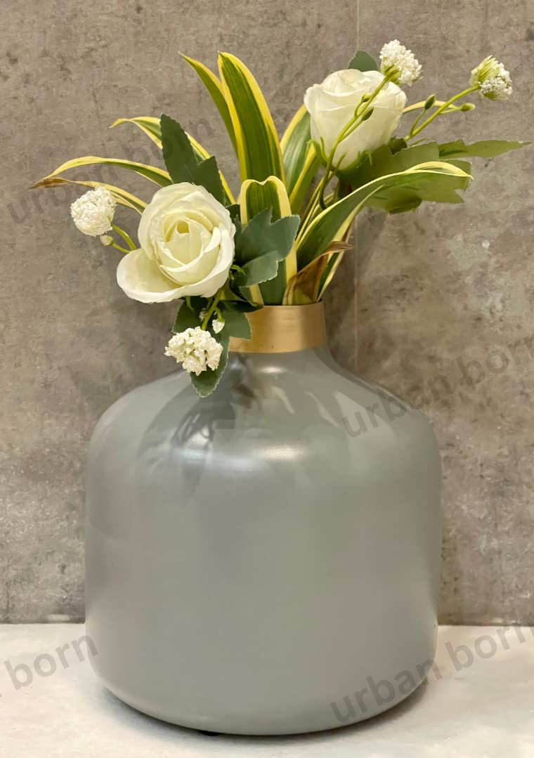 Modern & Minimalist Sleek Grey Metal Vase
