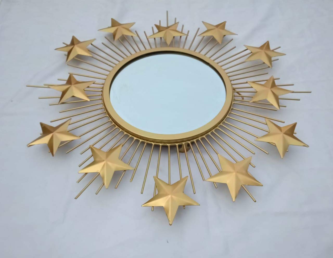 Gold Starburst Wall Mirror – Luxury Sunburst Metal Mirror Decor (22 Inches)