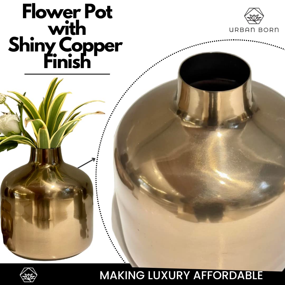 Gold flower pot with shiny copper finish with Its brand