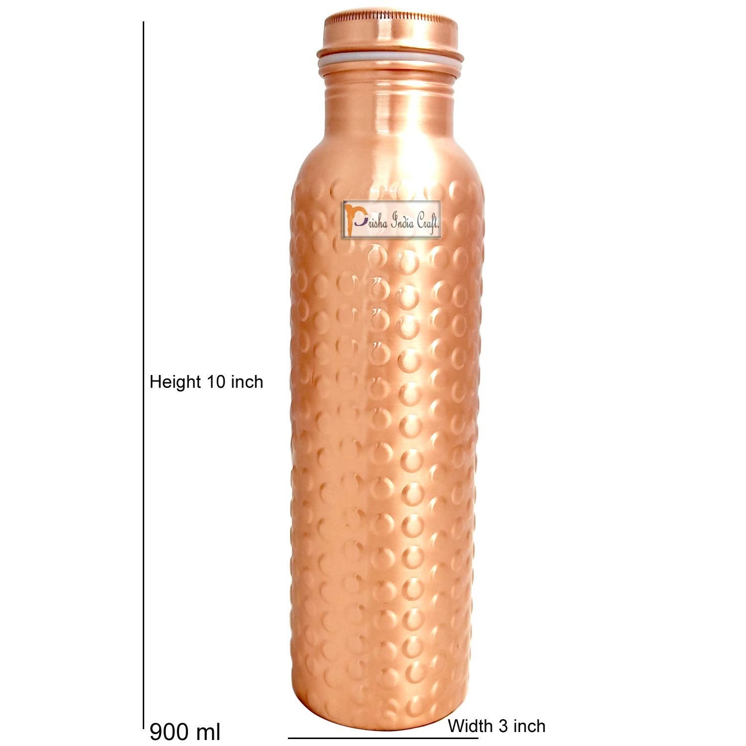 Pure Copper Water Bottle 900 ML – Hammered Ayurvedic Design-ArtyCraftz.com