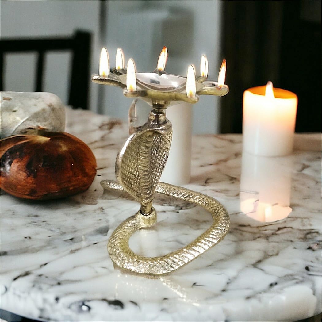 Handcrafted Cobra Deepak Brass Table Diya