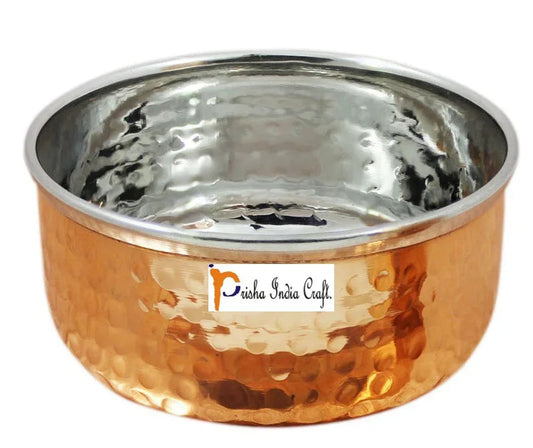 Steel Copper Serving Bowl with Spoon, Capacity 180 ML - ArtyCraftz.com