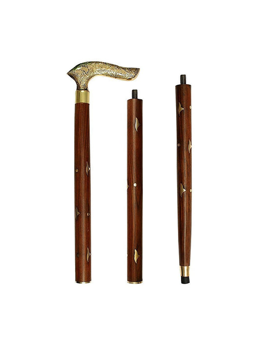 Handmade Wooden Folding Walking Stick - 36 Inches