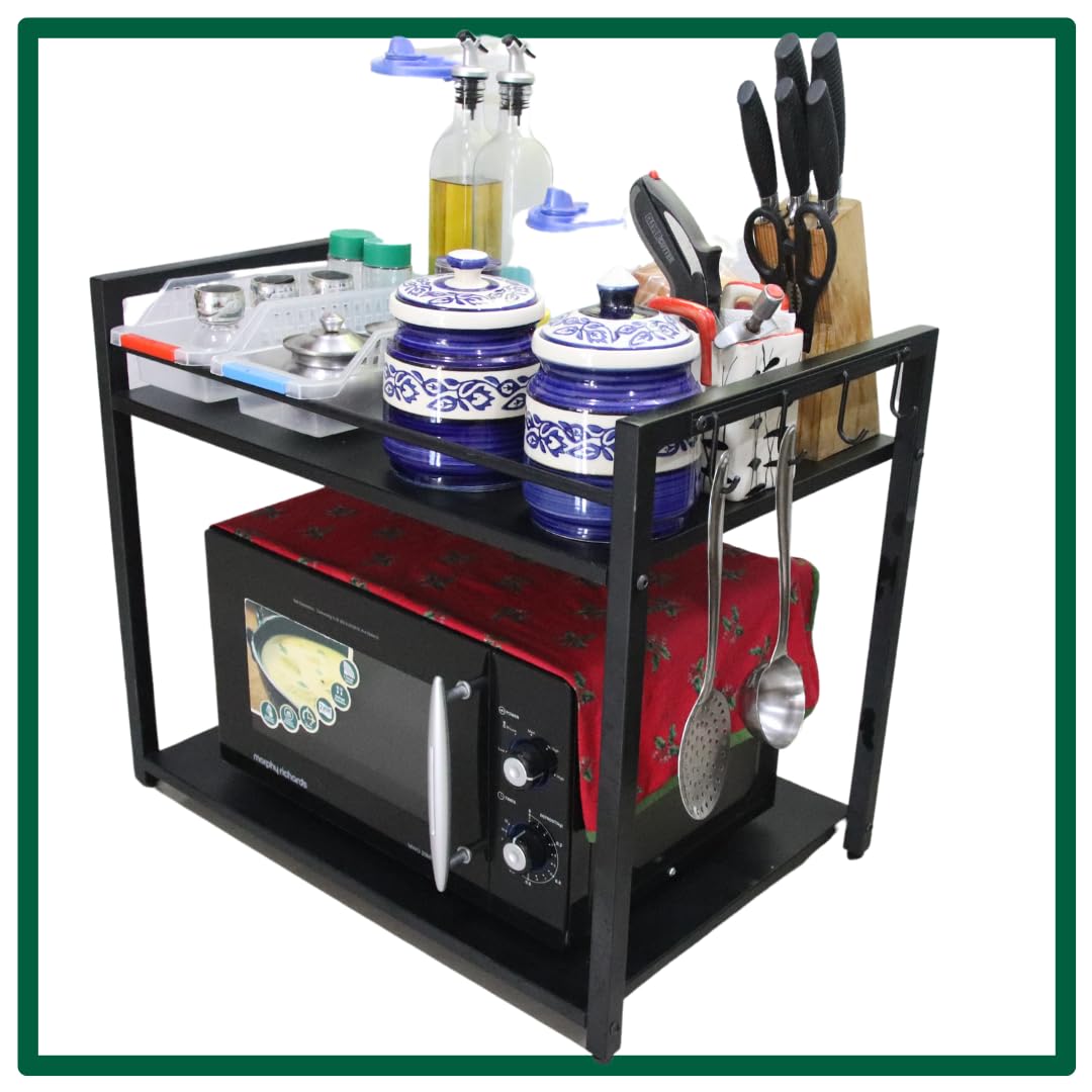 2-Tier Microwave Stand for Kitchen Metal Countertop-ArtyCraftz.com