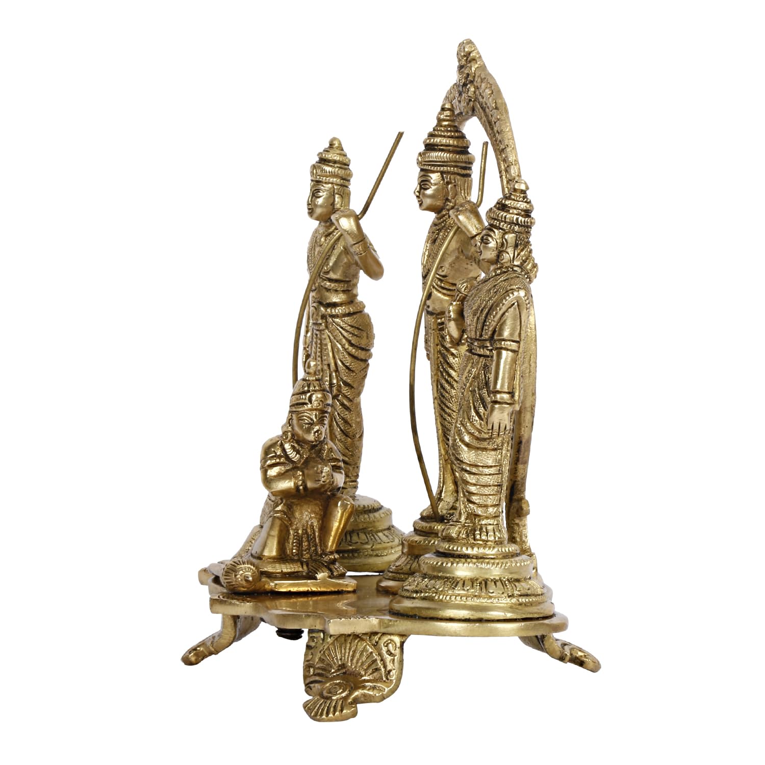 Brass Ram Sita Lakshman and Hanuman in Darbar Side View in White Background