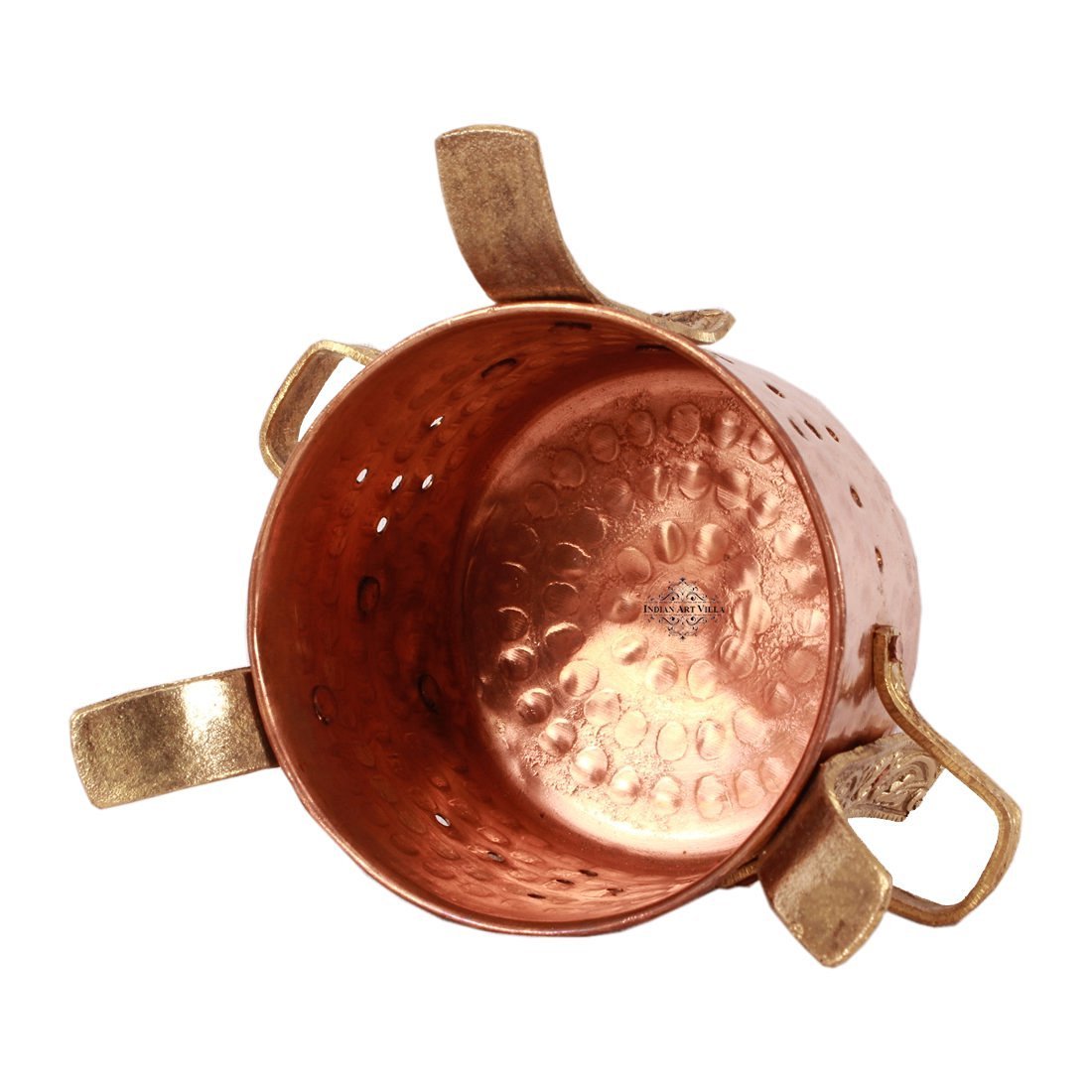 Mini Copper Handi Food Warmer with Brass Handles-ArtyCraftz.com