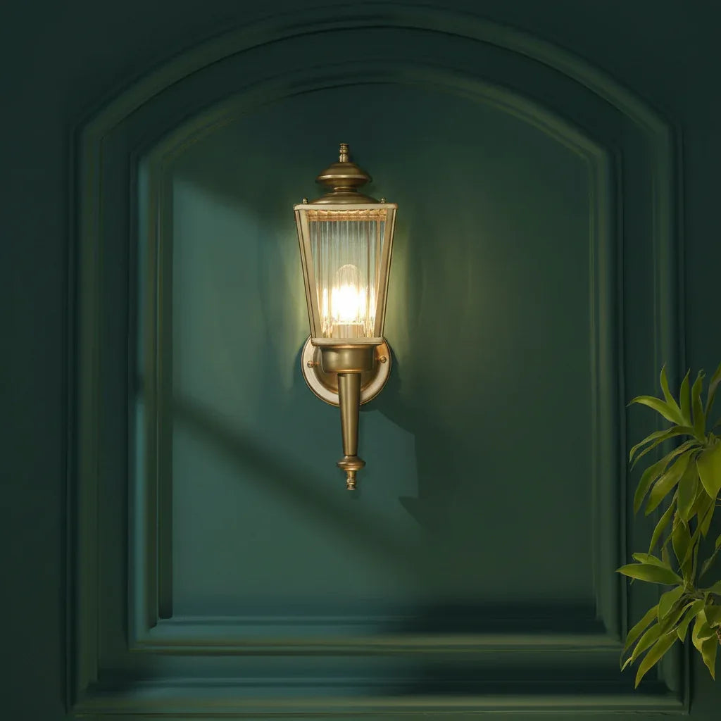 Aine 2 Indoor and Outdoor Shining Brass Finish Wall Light-ArtyCraftz.com
