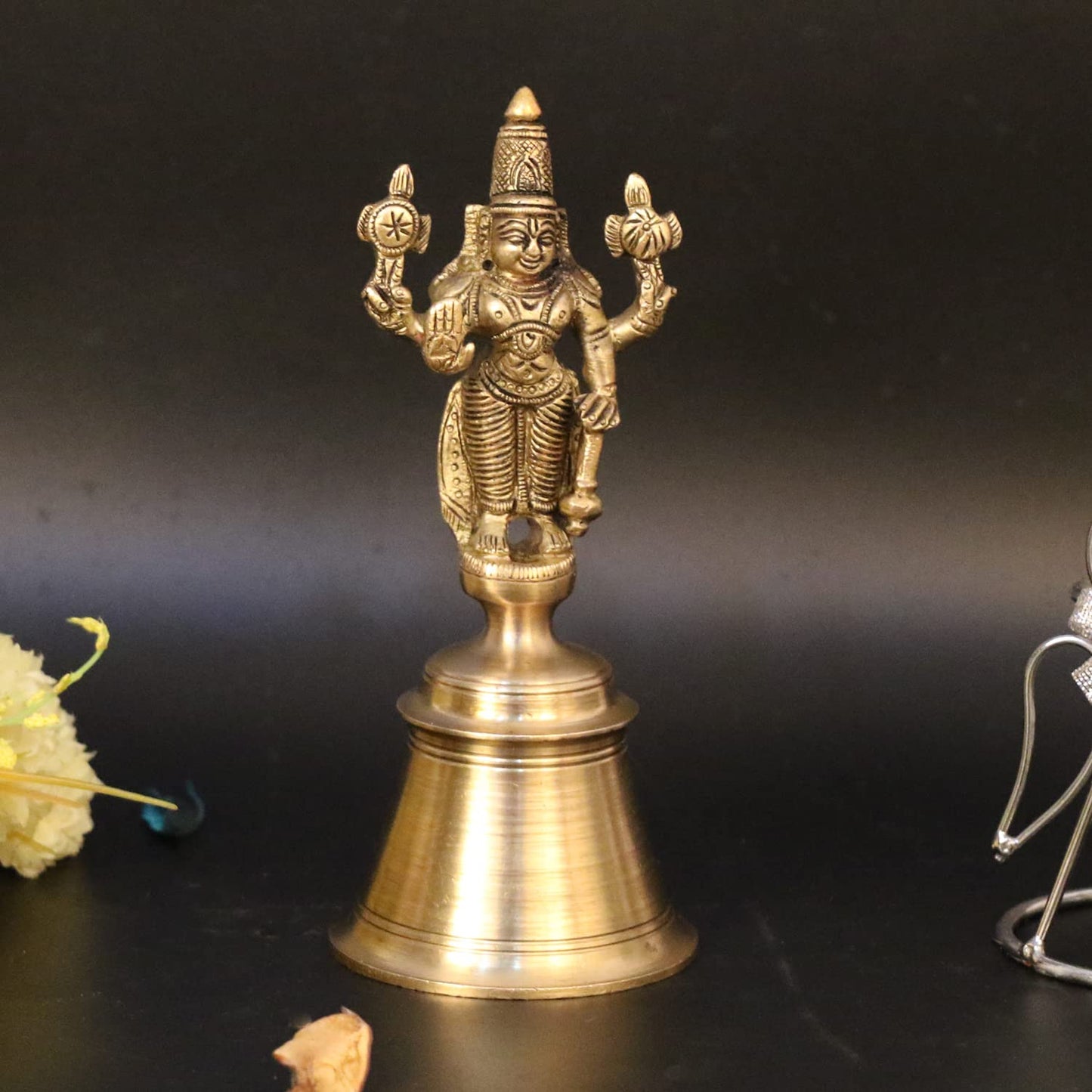 Brass Vishnu Hand Held Bell Ghanti 6 Inch