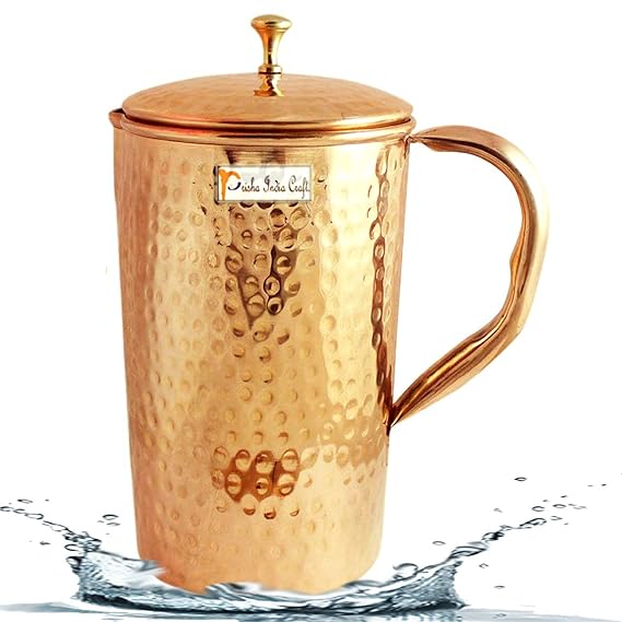 Pure Copper Jug Pitcher, Hammered Design, Capacity 1500 ML