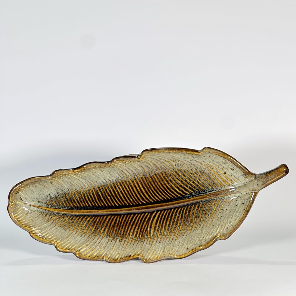 Handcrafted Ceramic Feather Serving Platter-ArtyCraftz.com