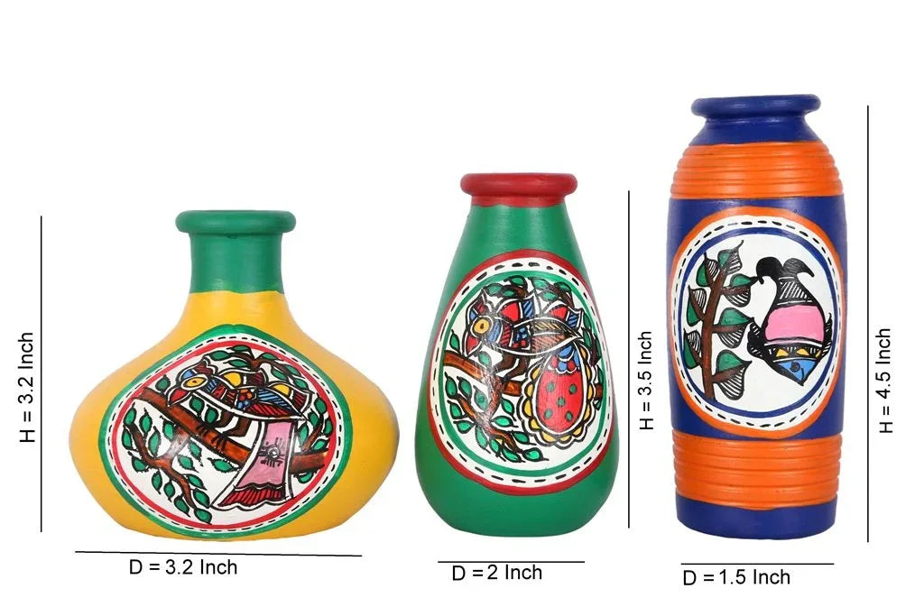 Miniature Madhubani Table Pots-ArtyCraftz.com