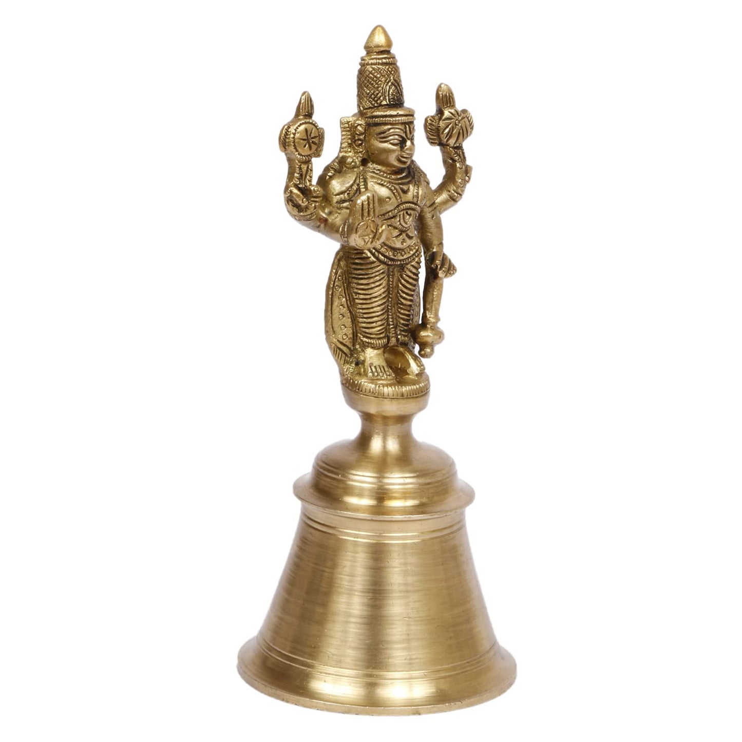 Brass Vishnu Hand Held Bell Ghanti Side View