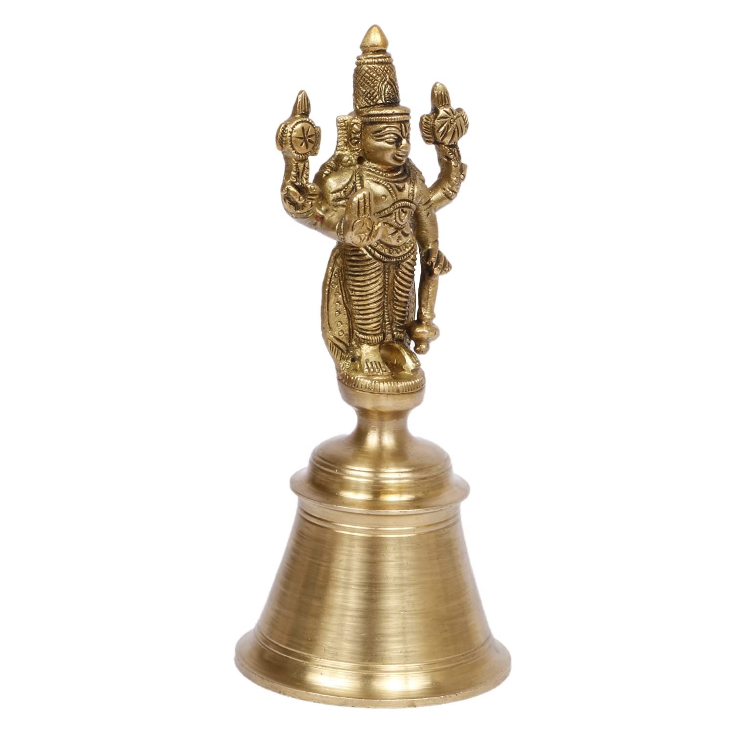 Brass Vishnu Hand Held Bell Ghanti Side View