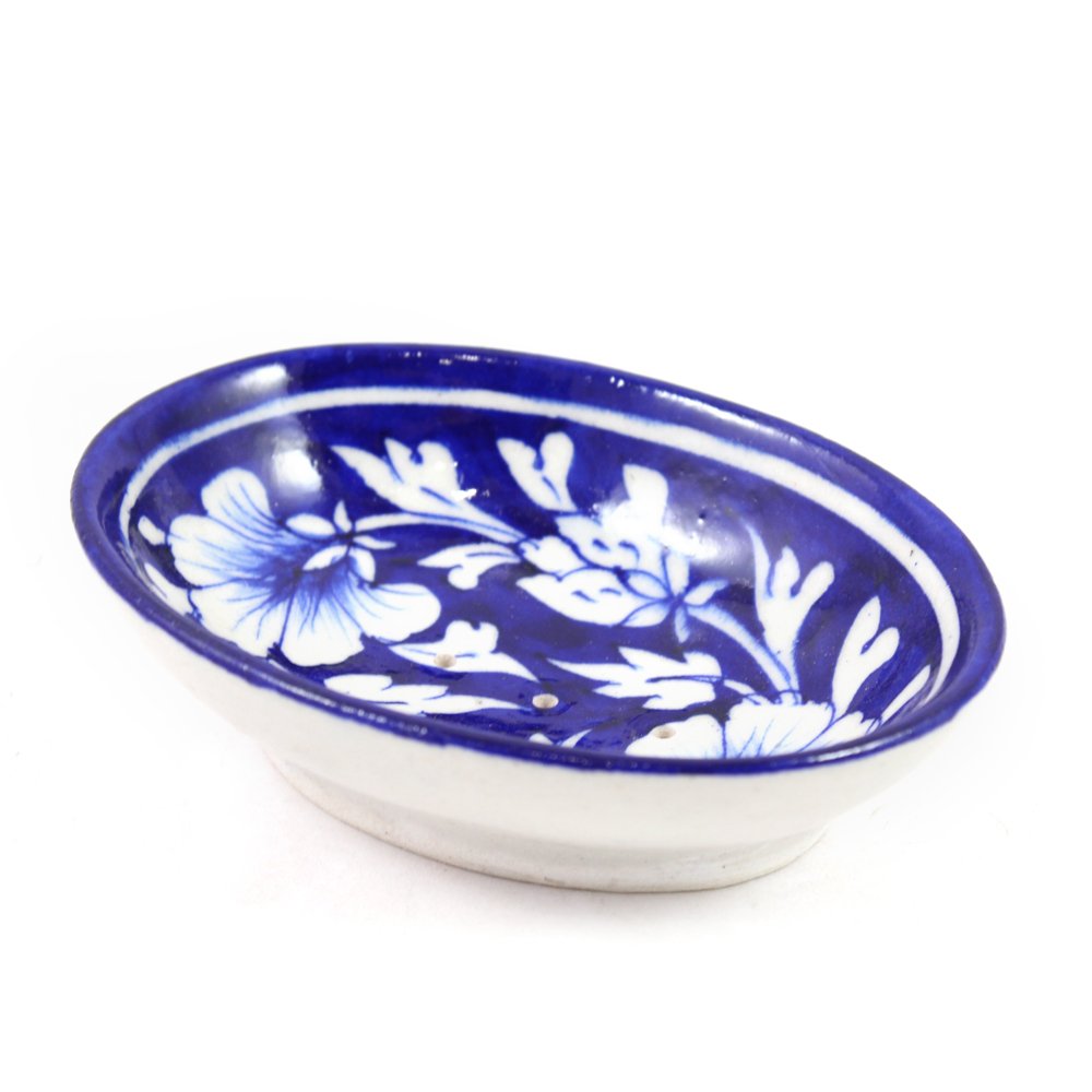 Ceramic Hand-Painted Flower Design Bathroom Soap Dish – Elegant & Durable