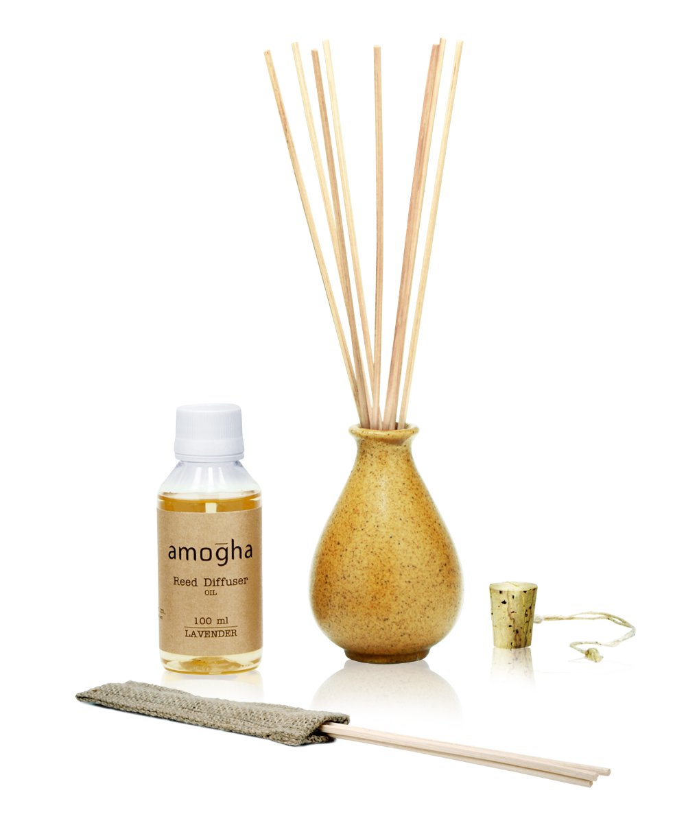 Stoneware Reed Diffuser Lavender Fragrance- with 100ml oil & 8 reed sticks