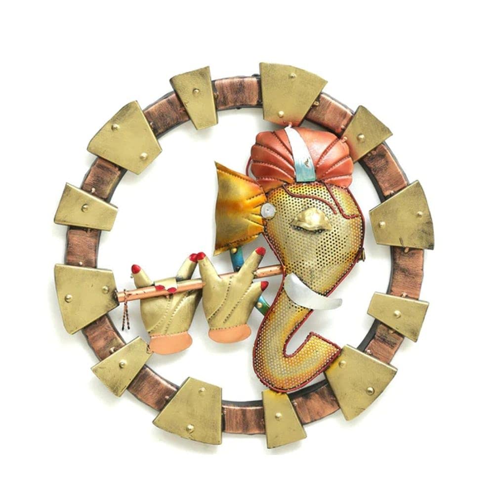 Handcrafted Metal Ganesha with led for Wall Decor