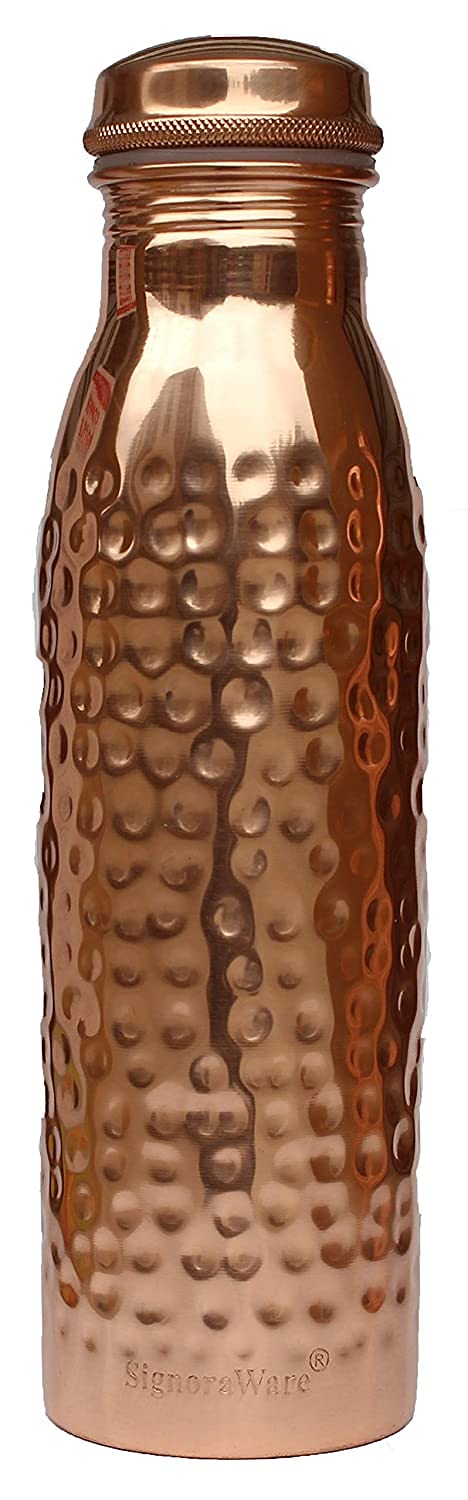 Pure Copper Hammered Stylish Jointless Copper Bottle, 900ML
