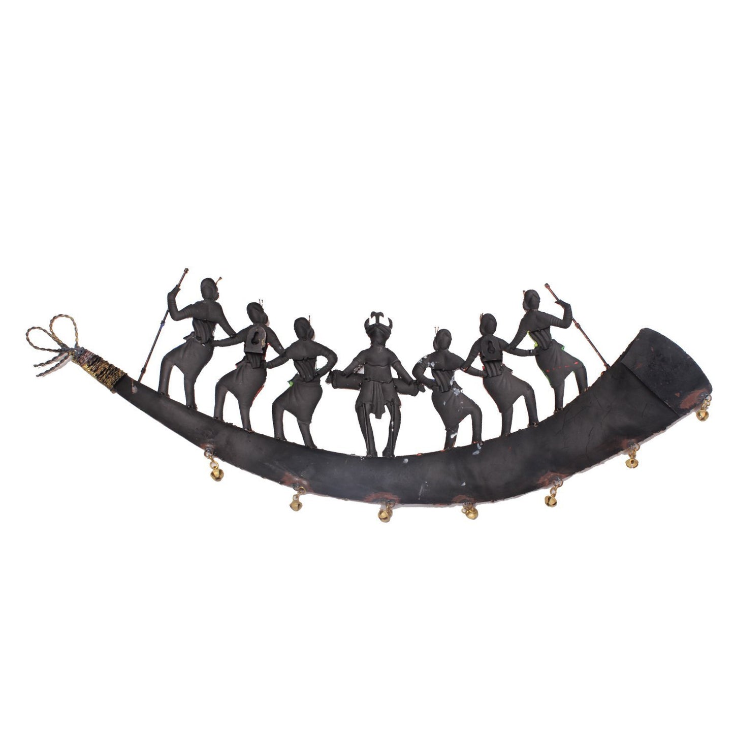Tribal Musician Metal Wall Art – Multicolor Dancing Figures Wall Hanging