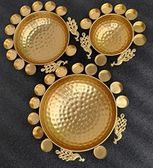 Peacock Decorative Urli Diyas, Set of 3