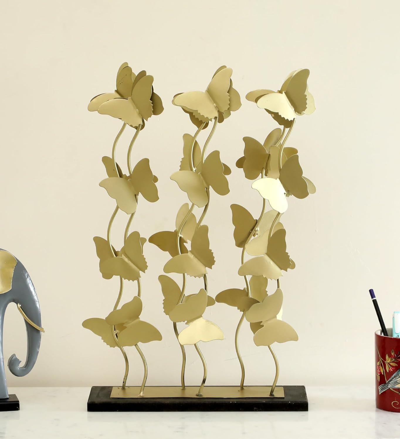 Iron Anshi Culster Butterflies Showpiece Table (Size 13.5 x 21 inches)