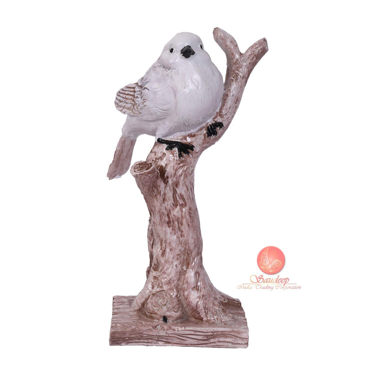 Polyresin Love Bird Sitting On Tree Branch Figurine