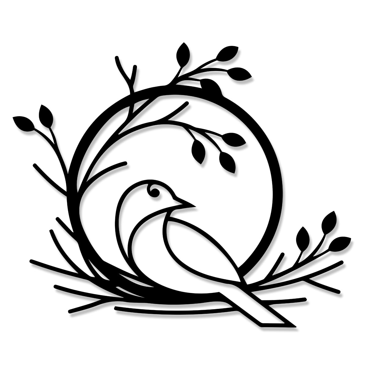 Bird in Nest Metal Wall Art – Elegant Black Finish Home Decor
