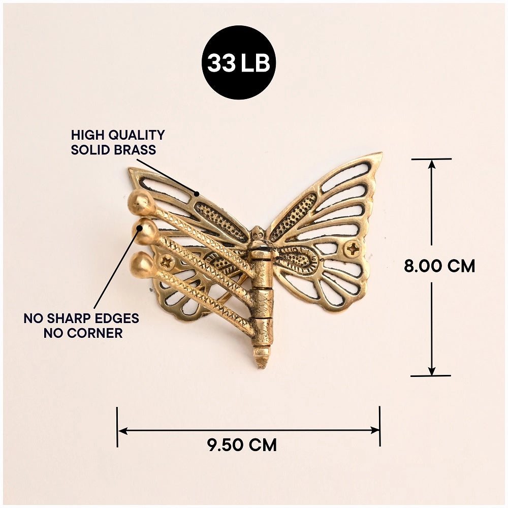 Brass Butterfly Tri-Arm Hook – Elegant & Functional Wall Hanger for Home Decor