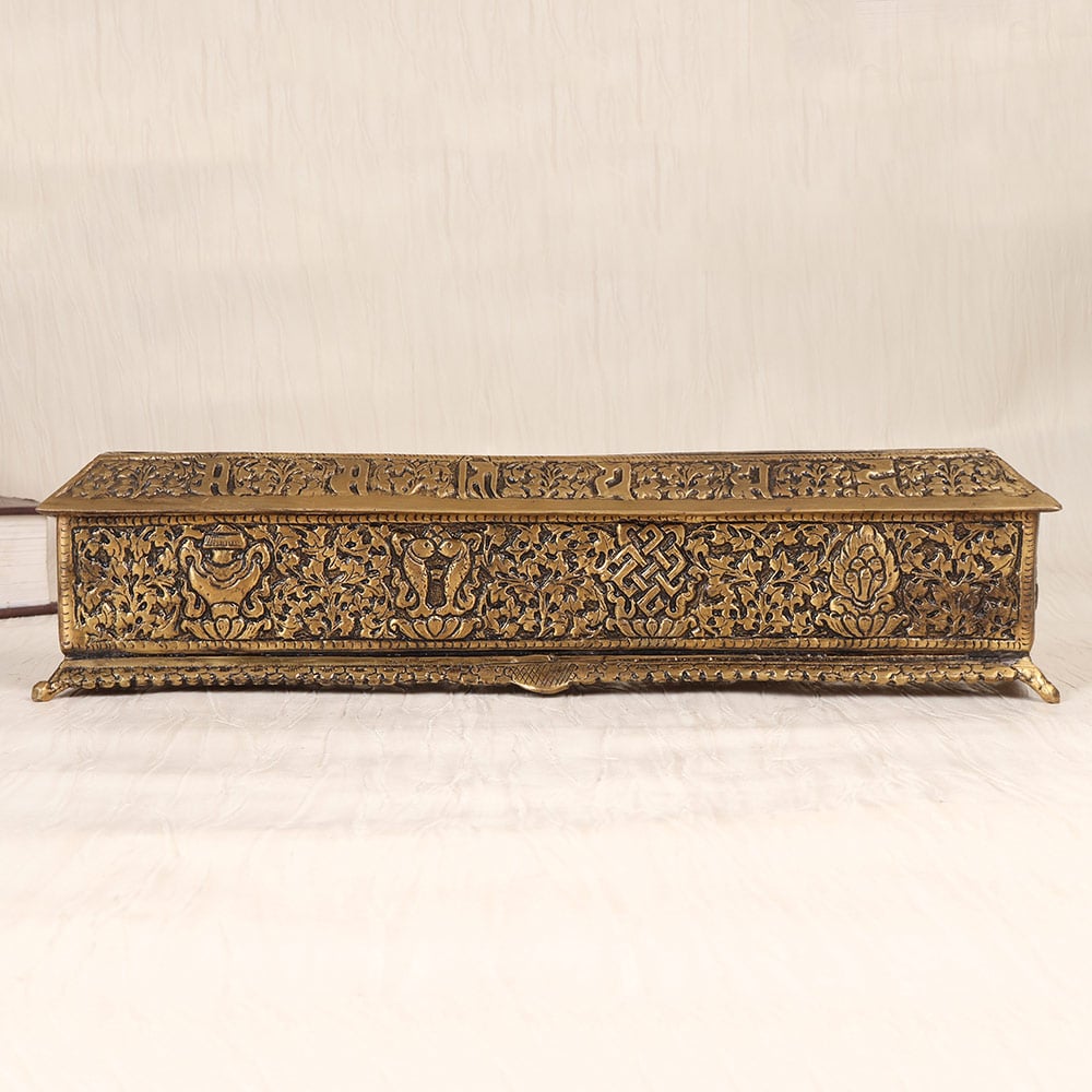 Brass Tissue Holder with Floral Engraving Decorative Tissue Box Cover