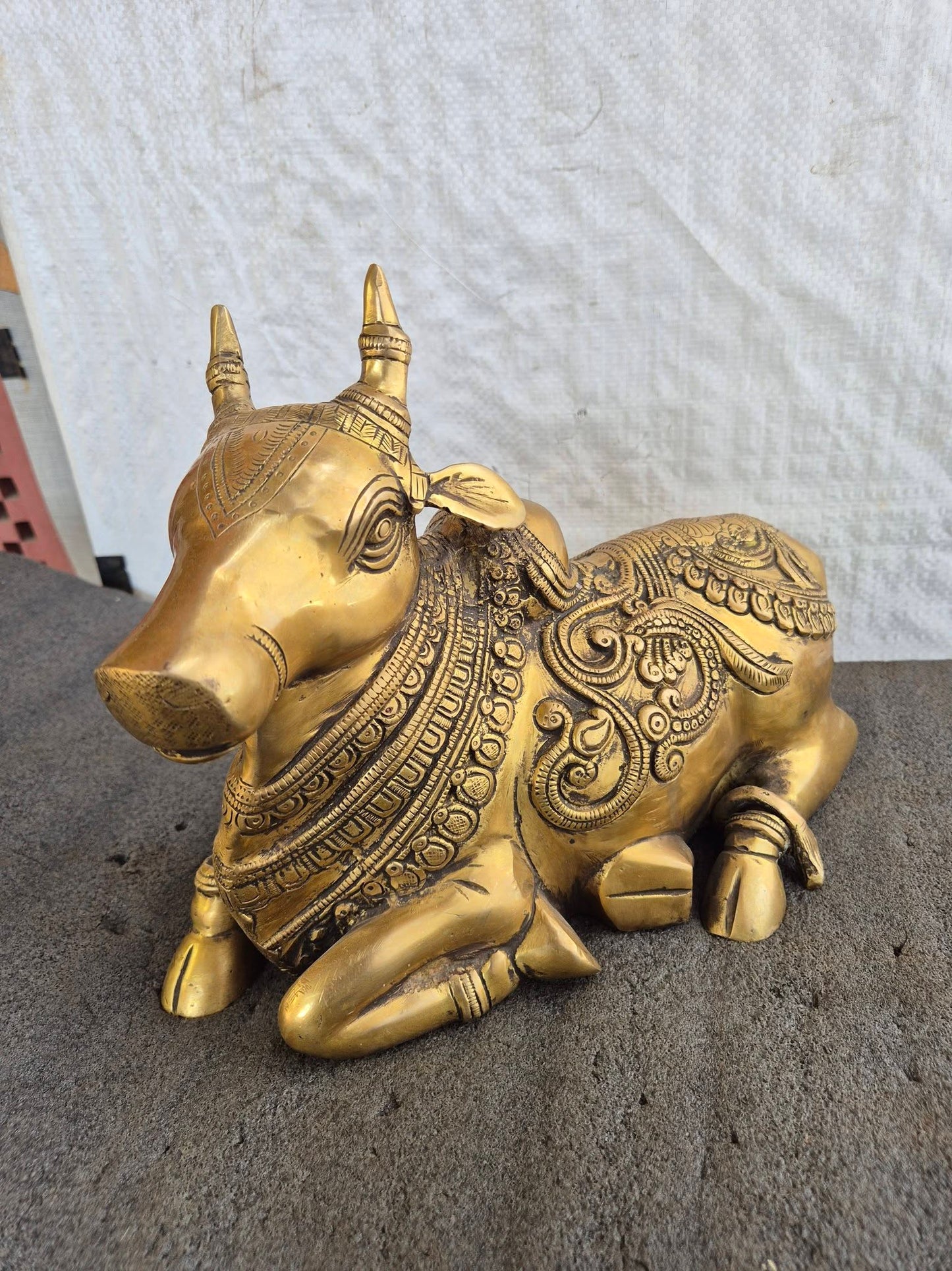 Handcrafted Brass Nandi Bull Statue for Home Temple & Shiva Pooja Decor