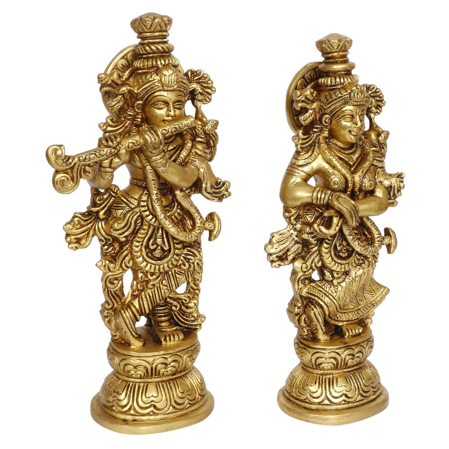 Brass Radha Krishna 9 Inches Statue