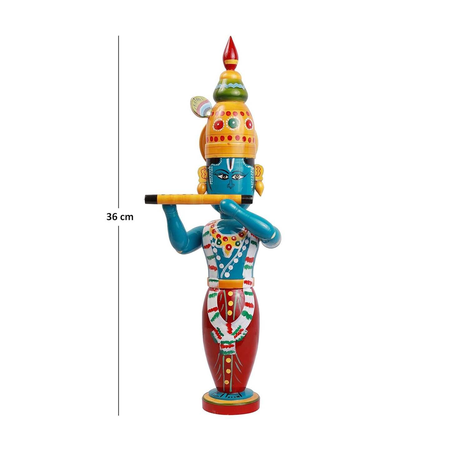 Lord Krishna Wooden Statue with Flute