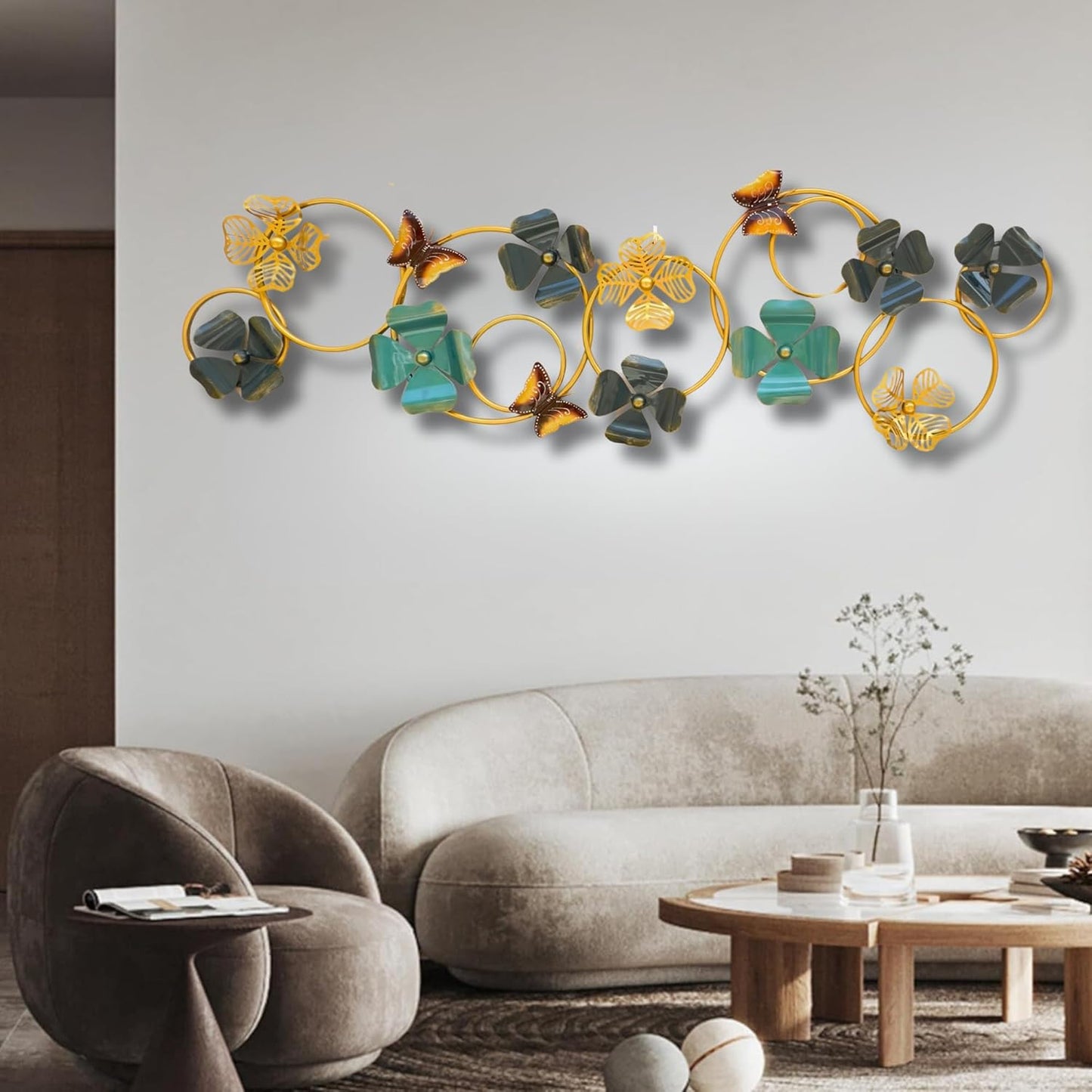 Handcrafted Iron Clover Butterfly Wall Art