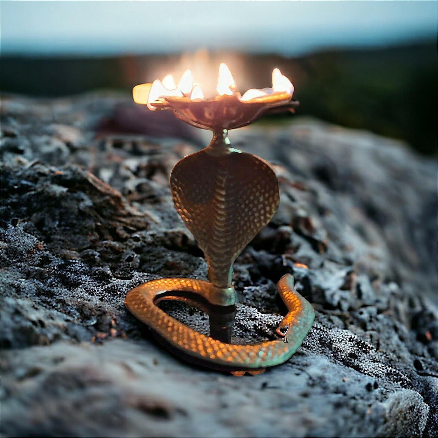 Handcrafted Cobra Deepak Brass Table Diya